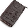 Добротний гаманець-клатч з крокодилової шкіри коричневого кольору CROCODILE LEATHER (024-18271) - 2