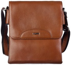 Повседневная мужская сумка через плечо из натуральной кожи рыжего цвета DESISAN 80497