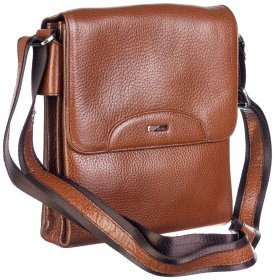 Повседневная мужская сумка через плечо из натуральной кожи рыжего цвета DESISAN 80497