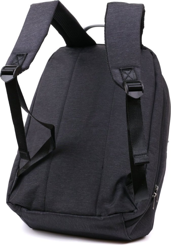 Добротный черный мужской рюкзак из текстиля с отсеком под ноутбук Vintage (20490)