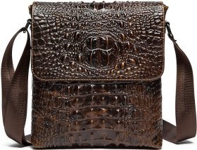 Шкіряна чоловіча сумка з тисненням під крокодила VINTAGE STYLE (14698)