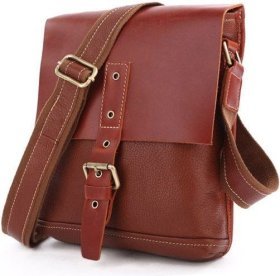 Качественная сумка на плечо из натуральной кожи коричневого цвета VINTAGE STYLE (14157)