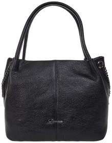 Вместительная женская сумка из натуральной зернистой кожи Desisan 81697 черного цвета