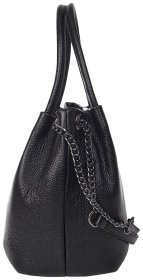 Вместительная женская сумка из натуральной зернистой кожи Desisan 81697 черного цвета