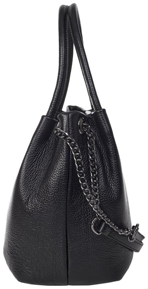 Вместительная женская сумка из натуральной зернистой кожи Desisan 81697 черного цвета modnotak фото №2