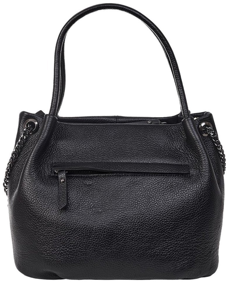 Вместительная женская сумка из натуральной зернистой кожи Desisan 81697 черного цвета modnotak фото №3