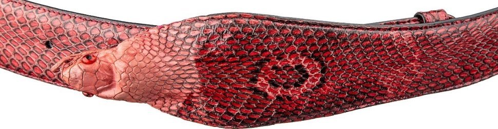Ремінь SNAKE LEATHER 18593 з натуральної шкіри кобри Червоний, Червоний
