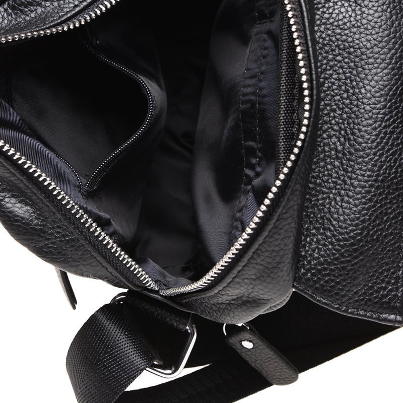 Мужская кожаная сумка черного цвета через плечо с множеством отделений Keizer (15664)