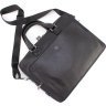 Черная мужская деловая сумка из натуральной кожи с отсеком под ноутбук H.T Leather (62197) - 5