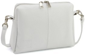 Белая кросс-боди женская сумочка из натуральной кожи Grande Pelle 102297