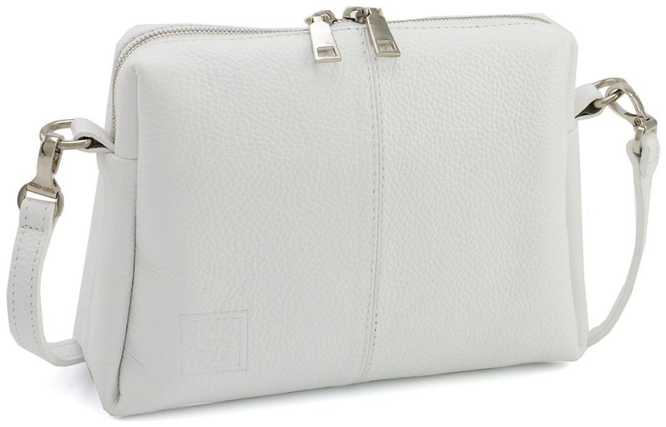 Белая кросс-боди женская сумочка из натуральной кожи Grande Pelle 102297 modnotak фото №1