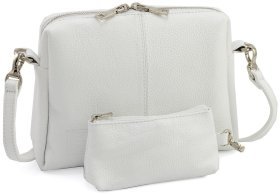 Белая кросс-боди женская сумочка из натуральной кожи Grande Pelle 102297