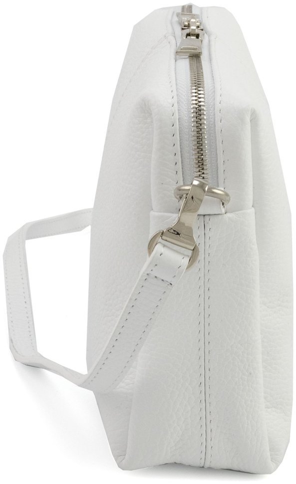Белая кросс-боди женская сумочка из натуральной кожи Grande Pelle 102297 modnotak фото №5