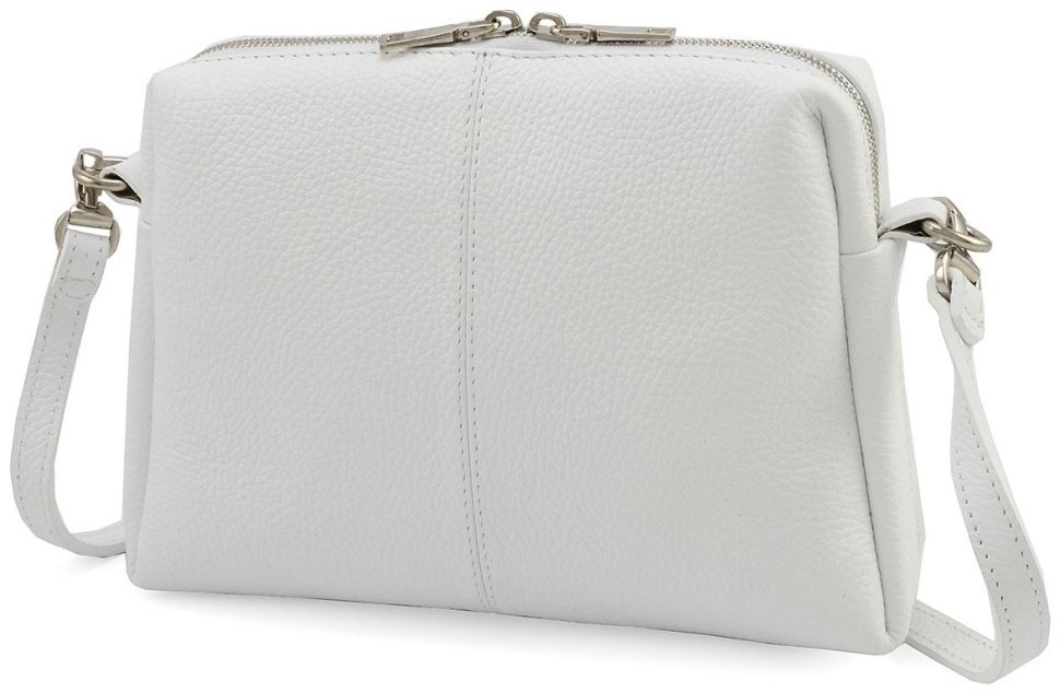 Белая кросс-боди женская сумочка из натуральной кожи Grande Pelle 102297 modnotak фото №6