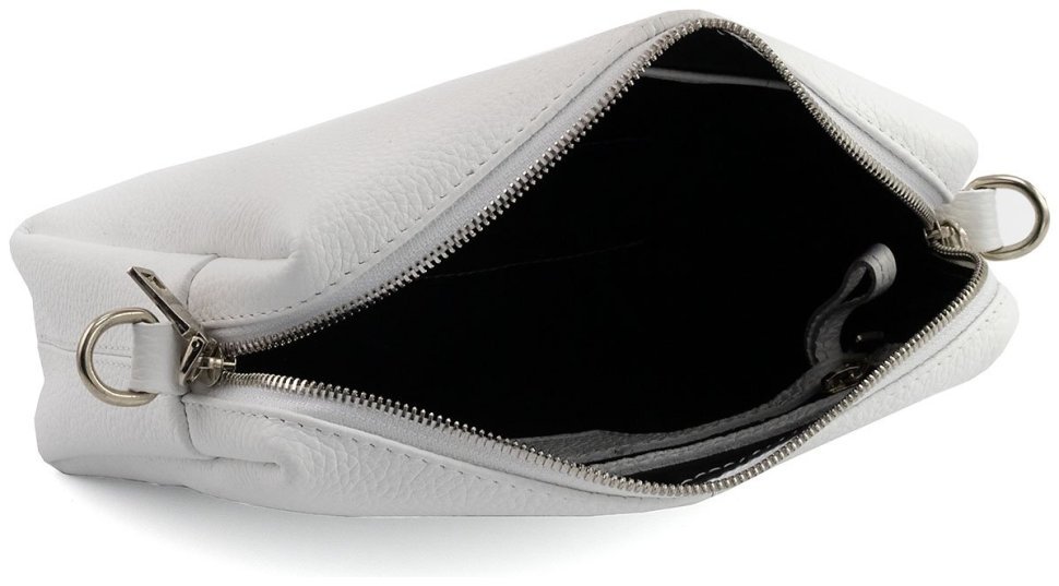 Белая кросс-боди женская сумочка из натуральной кожи Grande Pelle 102297 modnotak фото №8