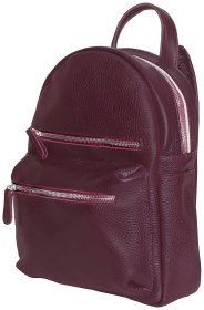 Стильный женский городской рюкзак из фактурной кожи бордового цвета Vip Collection 102397