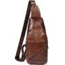 Стильный кожаный слинг - рюкзак на одно плечо VINTAGE STYLE (14783) - 1