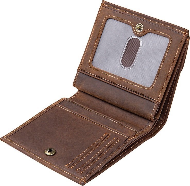 Коричневий чоловічий гаманець вантажного стилю з монетницьою Vintage (14478)