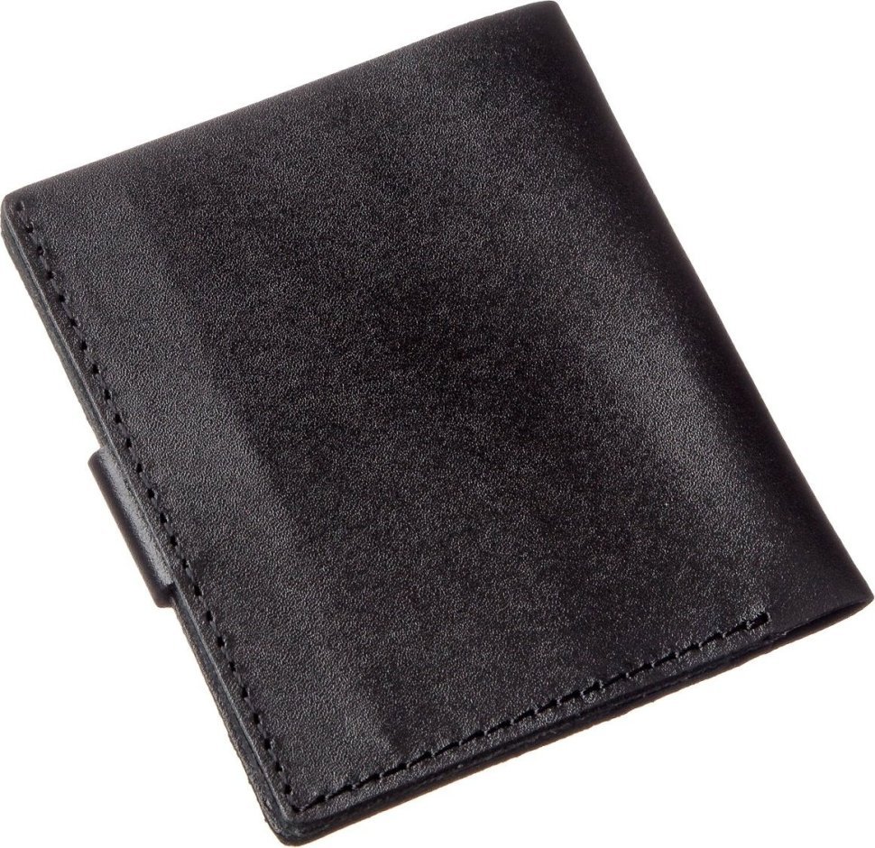 Вертикальне чоловіче шкіряне портмоне чорного кольору SHVIGEL (2416225)