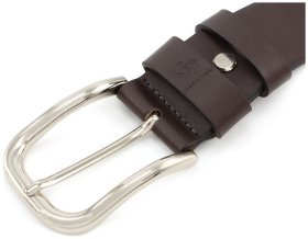 Джинсовый ремень из итальянской коричневой кожи Grande Pelle (43201)