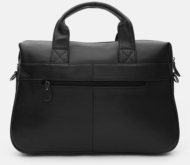 Чоловіча якісна шкіряна сумка під ноутбук та документи чорного кольору Ricco Grande (21915)