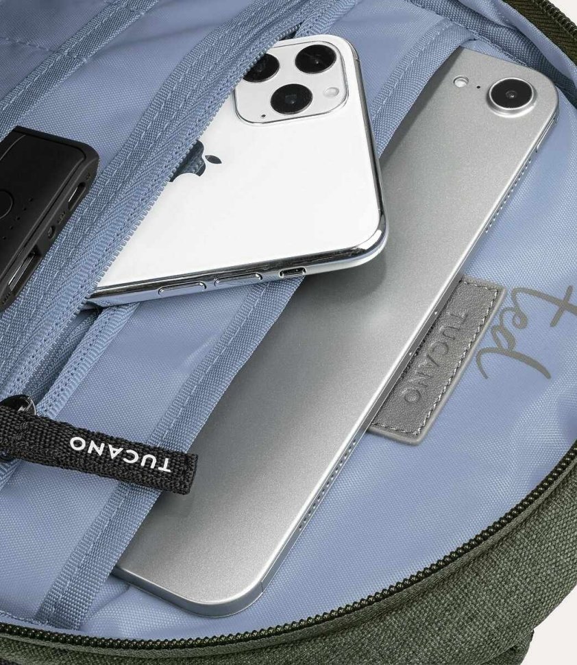 Небольшой повседневный спортивный рюкзак из текстиля цвета хаки Tucano Ted 103497 modnotak фото №4