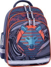Сірий шкільний рюкзак з принтом вовка Bagland (53697)