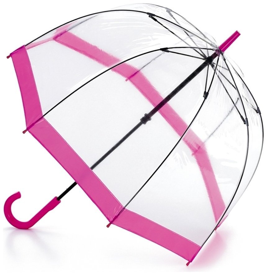 Парасоля-тростина жіноча Fulton Birdcage-1 L041 Pink (Механіка, тростина, прозора з рожевими вставками) 93797 modnotak фото №1