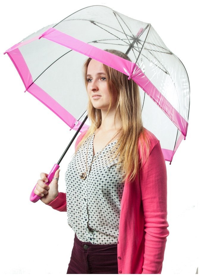Парасоля-тростина жіноча Fulton Birdcage-1 L041 Pink (Механіка, тростина, прозора з рожевими вставками) 93797 modnotak фото №4