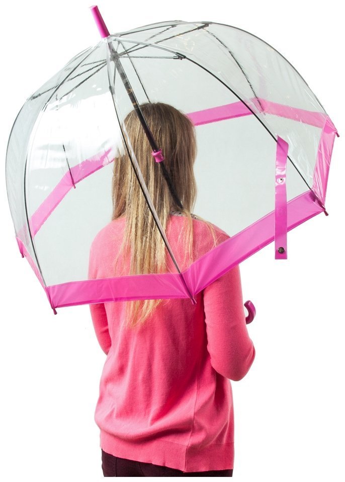 Парасоля-тростина жіноча Fulton Birdcage-1 L041 Pink (Механіка, тростина, прозора з рожевими вставками) 93797 modnotak фото №5