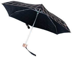 Мини зонт женский Fulton Tiny-2 L501 Golden Check (Механика, складной, черный в клетку) 93897