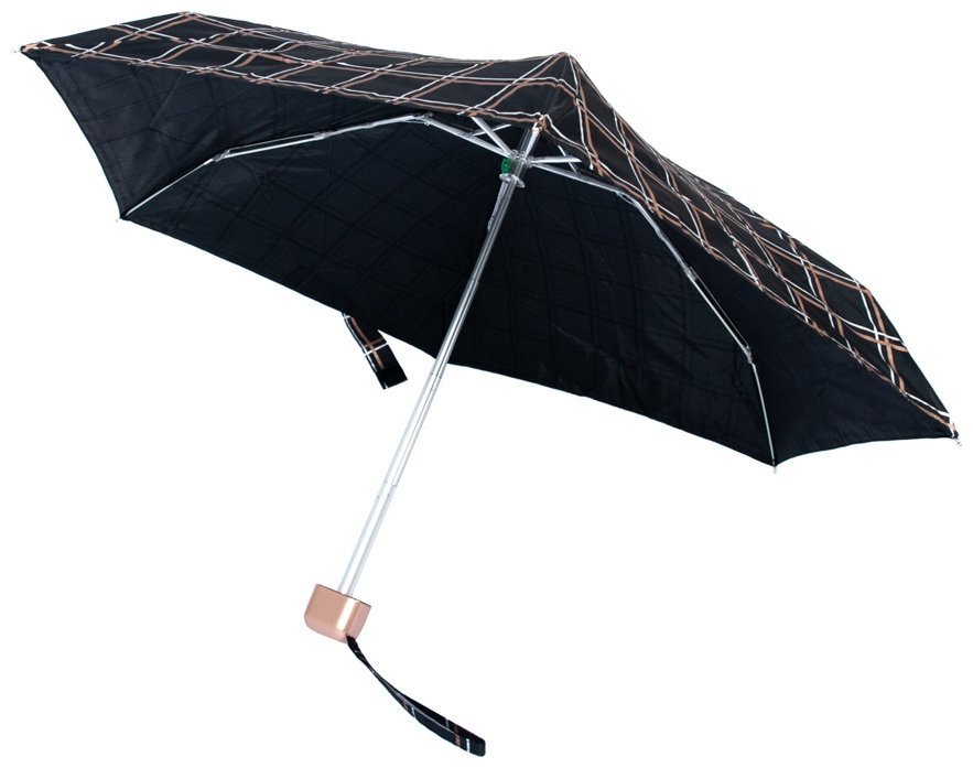 Мини зонт женский Fulton Tiny-2 L501 Golden Check (Механика, складной, черный в клетку) 93897 modnotak фото №4