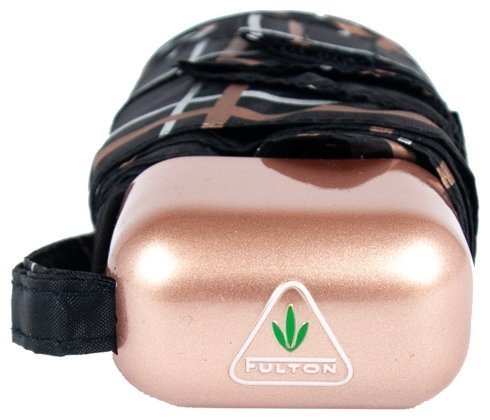 Мини зонт женский Fulton Tiny-2 L501 Golden Check (Механика, складной, черный в клетку) 93897 modnotak фото №8