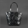 Угольно-черная повседневная сумка из плетеной кожи черного цвета BlankNote Пазл L (12769) - 3