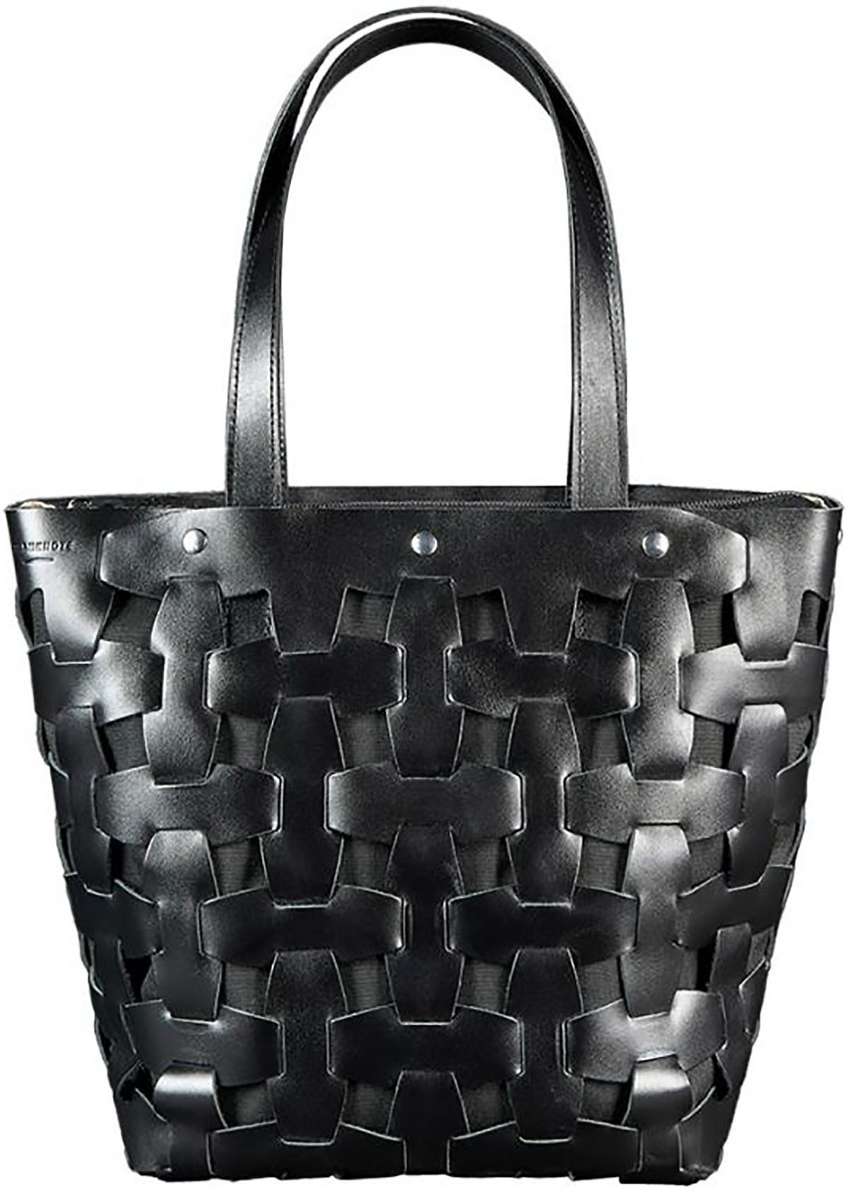 Угольно-черная повседневная сумка из плетеной кожи черного цвета BlankNote Пазл L (12769)