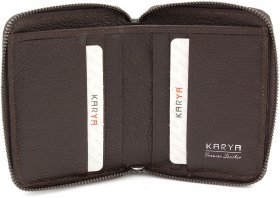 Повсякденний шкіряний гаманець-картхолдер коричневого кольору KARYA (19994) - 2