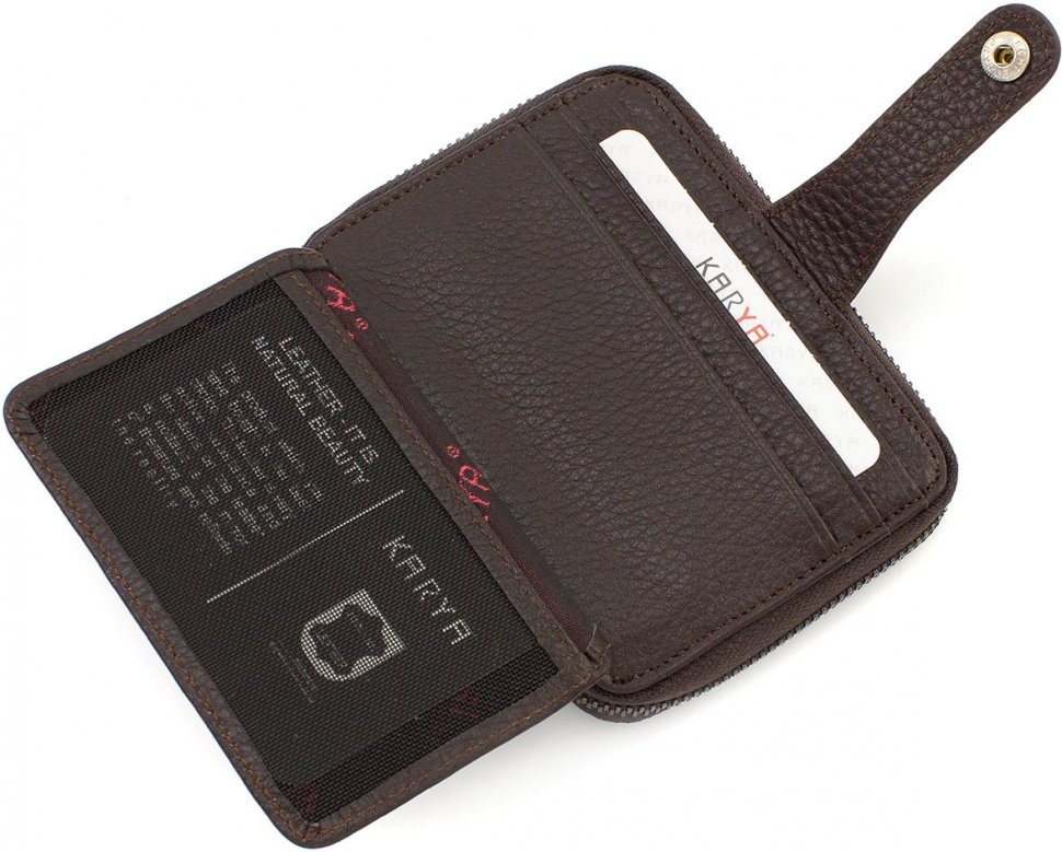 Повсякденний шкіряний гаманець-картхолдер коричневого кольору KARYA (19994)