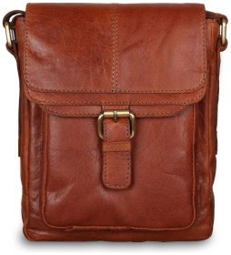 Мужская сумка из натуральной кожи через плечо Ashwood G31 рыжего цвета 94097