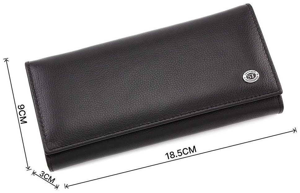 Класичний жіночий гаманець чорного кольору з гладкої шкіри ST Leather (16886) modnotak фото №3