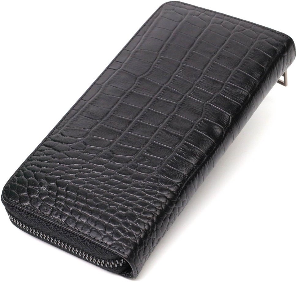 Місткий жіночий гаманець з натуральної шкіри з тисненням під крокодила BOND (2421980)