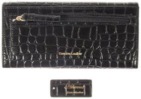 Класичний шкіряний жіночий гаманець з тисненням під рептилію на кнопці Ashwood C05 94197
