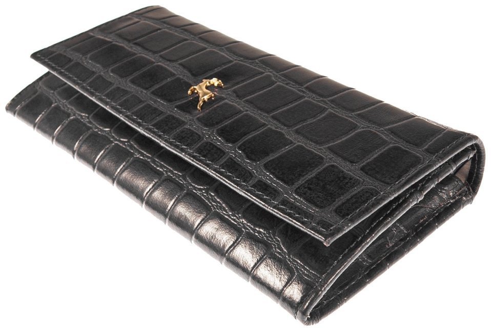 Класичний шкіряний жіночий гаманець з тисненням під рептилію на кнопці Ashwood C05 94197 modnotak фото №10