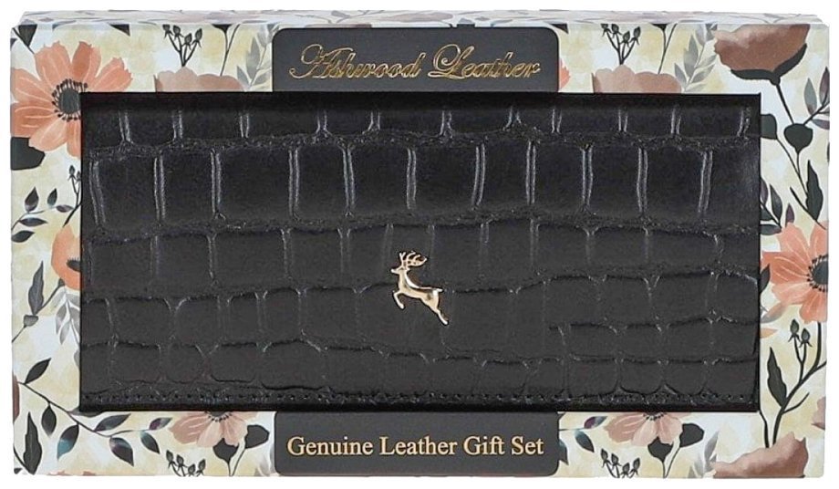 Класичний шкіряний жіночий гаманець з тисненням під рептилію на кнопці Ashwood C05 94197 modnotak фото №12