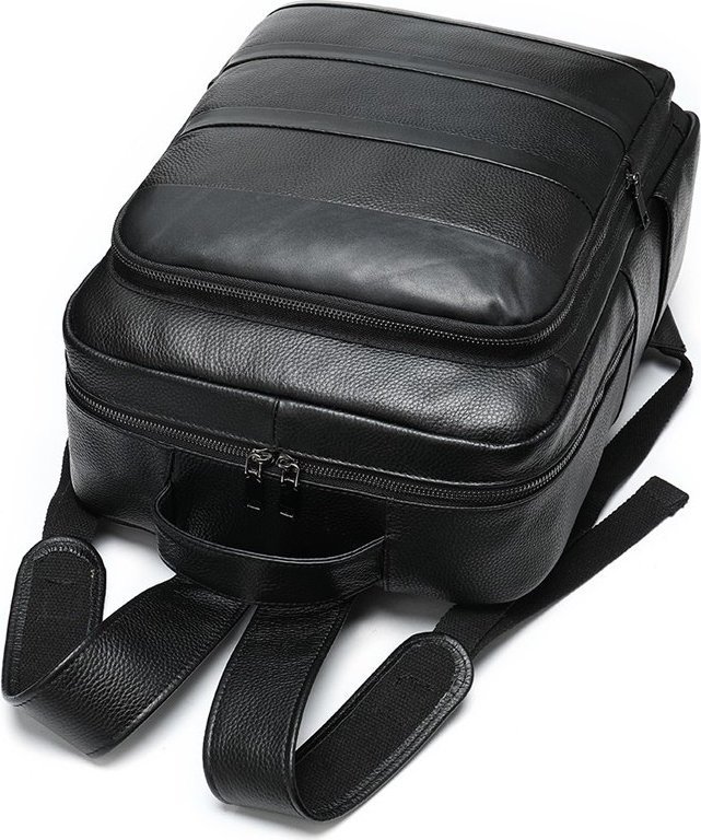 Елегантний міський шкіряний рюкзак чорного кольору VINTAGE STYLE (20037)