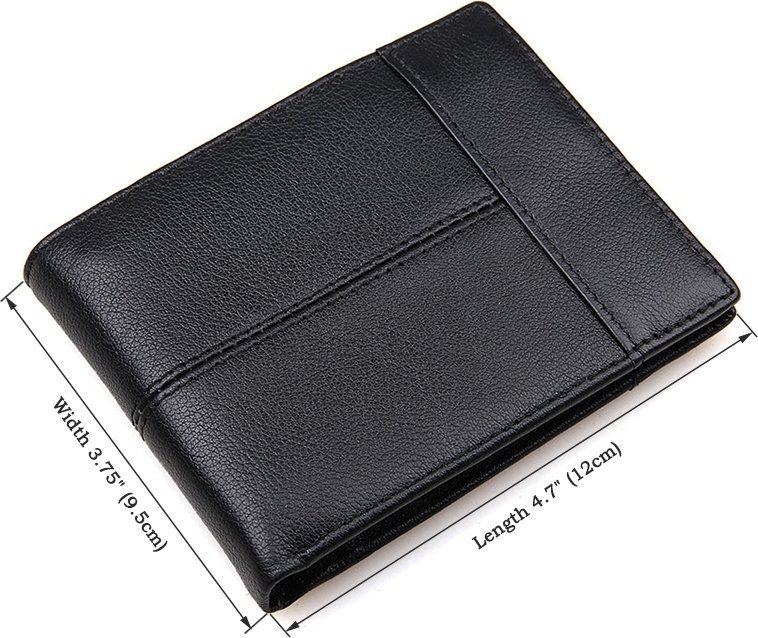 Горизонтальний чоловічий гаманець з зернистою шкіри чорного кольору Vintage (14448)