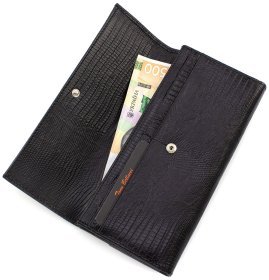 Чорний гаманець з італійської шкіри з двома відділеннями на кнопках Tony Bellucci (10817)