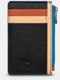 Картхолдер з RFID-захистом з натуральної шкіри в чорному кольорі з різнокольоровими вставками Yoshi 94397