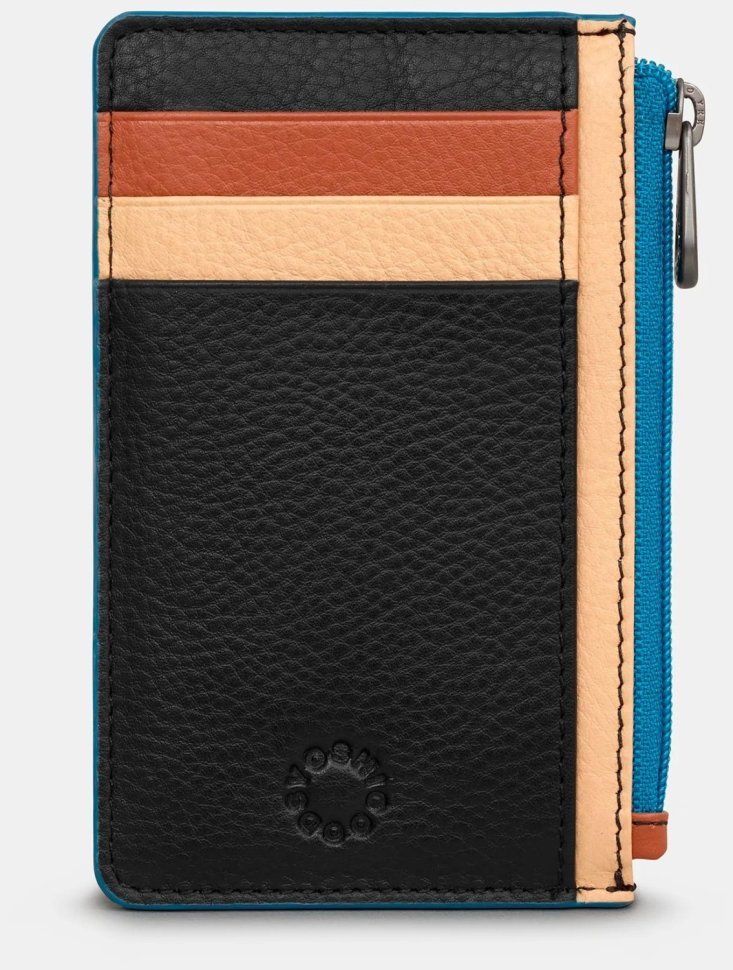 Кардхолдер с RFID защитой из натуральной кожи в черном цвете с разноцветными вставками Yoshi 94397 фото №1 Кардхолдер с RFID защитой из натуральной кожи в черном цвете с разноцветными вставками Yoshi 94397 modnotak фото №1
