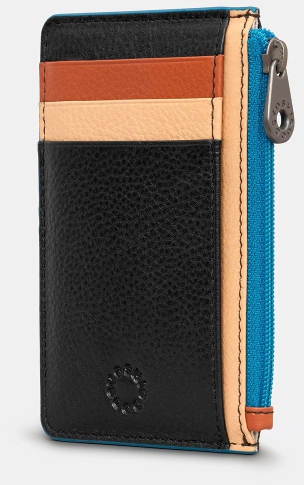 Кардхолдер с RFID защитой из натуральной кожи в черном цвете с разноцветными вставками Yoshi 94397 фото №4 Кардхолдер с RFID защитой из натуральной кожи в черном цвете с разноцветными вставками Yoshi 94397 modnotak фото №4