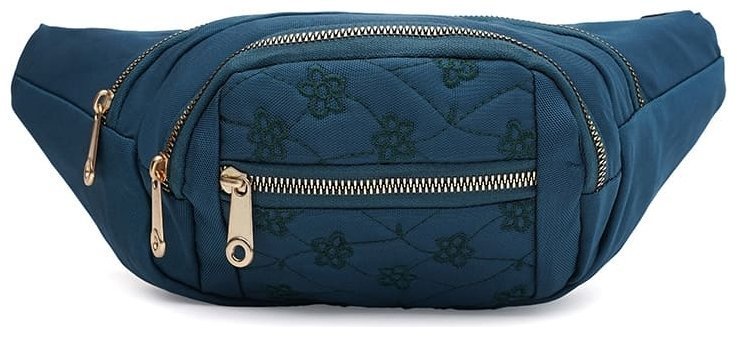 Женская сумка бананка из текстиля с цветочным декором Monsen 104497 синего цвета фото №1 Женская сумка бананка из текстиля с цветочным декором Monsen 104497 синего цвета modnotak фото №1